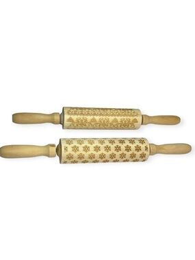 3D Engraved Christmas Wooden Rolling‎ Pins Elk Deer Snowflake